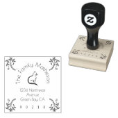 Kat en bloemen rubberstempel (Gestempeld)