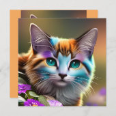 kat en bloemen van blauwe en roestkalikat (Voorkant / Achterkant)