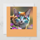 kat en bloemen van blauwe en roestkalikat (Achterkant)