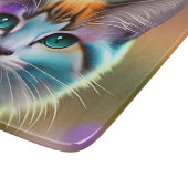 kat en bloemen van blauwe en roestkalikat snijplank (Hoek)