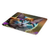 kat en bloemen van blauwe en roestkalikat snijplank (Hoek)