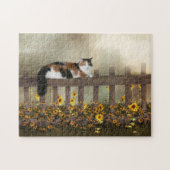 Kat en bloemen van Calico Legpuzzel (Horizontaal)
