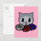 Kat en bloemen voor kinderen briefkaart (Voorkant / Achterkant)