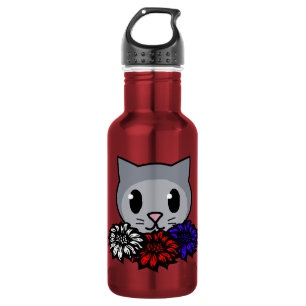 Kat en bloemen voor kinderen waterfles 