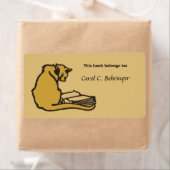 Kat en boek, boekplaat aanpasbaar etiket (Insitu)