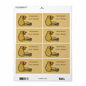 Kat en boek, boekplaat aanpasbaar etiket (Full Sheet)