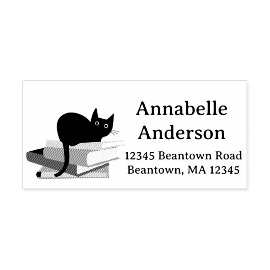 Kat en Boeken Adres Personaliseren Rubberstempel (Afrduk)