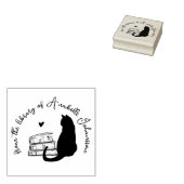 Kat en boeken op maat uit de bibliotheek van rubberstempel (Gestempeld)