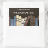Kat en boeken rechthoekige sticker (Tas)