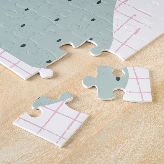 Kat en Boho Flowers Drawing Personalized Legpuzzel (Zijkant)