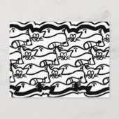 Kat en Briefkaart van Bord met grote viskleuren (Voorkant)