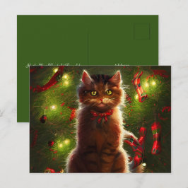 Kat en Briefkaart voor kerstboombegroeting