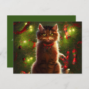Kat en Briefkaart voor kerstboombegroeting