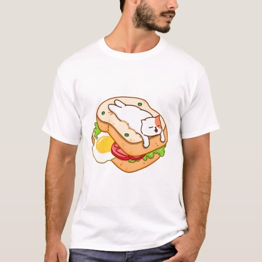Kat en broodje t-shirt (Voorkant)