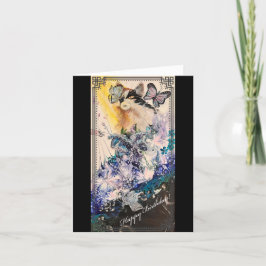 Kat en Butterfly Birthday Kaart