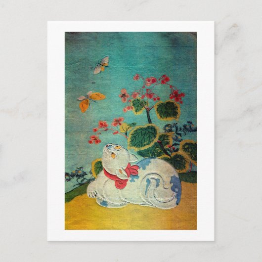 Kat en Butterfly, Suzuki Harunobu Briefkaart (Voorkant)