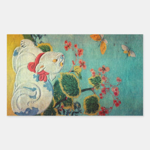 Kat en Butterfly, Suzuki Harunobu Rechthoekige Sticker