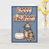 Kat en Cake Happy Birthday Kaart (Gele Bloem)
