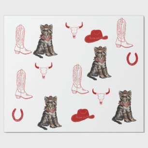 Kat en cowboys cadeaupapier