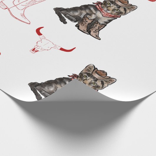 Kat en cowboys cadeaupapier (Hoek)