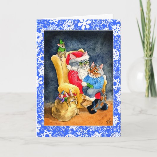 Kat en de kaart van Kerstmis of van de Vakantie (Voorkant)