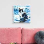 Kat En De Oceaan (#1) Canvas Afdruk (Insitu (Woonkamer))