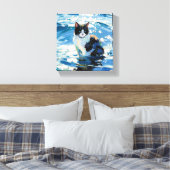 Kat En De Oceaan (#1) Canvas Afdruk (Insitu (Slaapkamer))