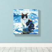 Kat En De Oceaan (#1) Canvas Afdruk (Insitu (Houten vloer))