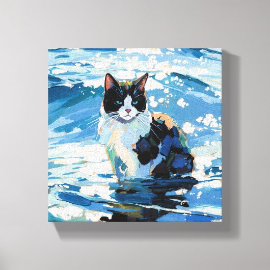 Kat En De Oceaan (#1) Canvas Afdruk (Voorkant)