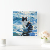 Kat En De Oceaan (#1) Vierkante Klok (Huis)