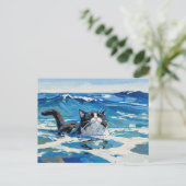 Kat En De Oceaan (#3) Briefkaart (Staand voorkant)
