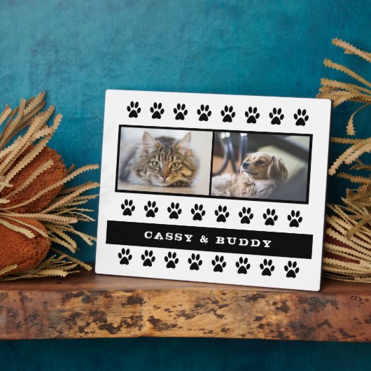 Kat en Dog Pet Paw Print 2 Foto Fotoplaat (Zijkant)