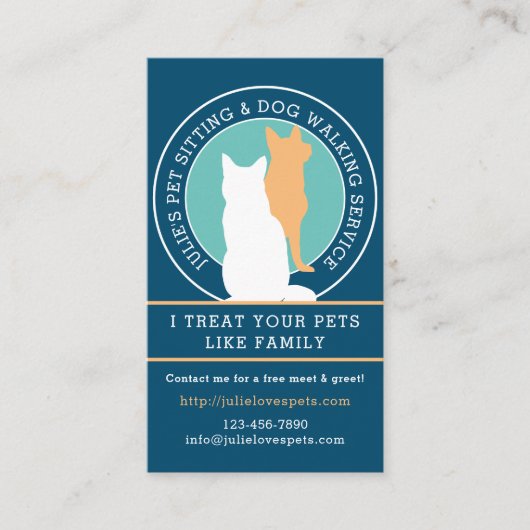 Kat en Dog Pet Sitter Dog Walker Foto Visitekaartje (Voorkant)