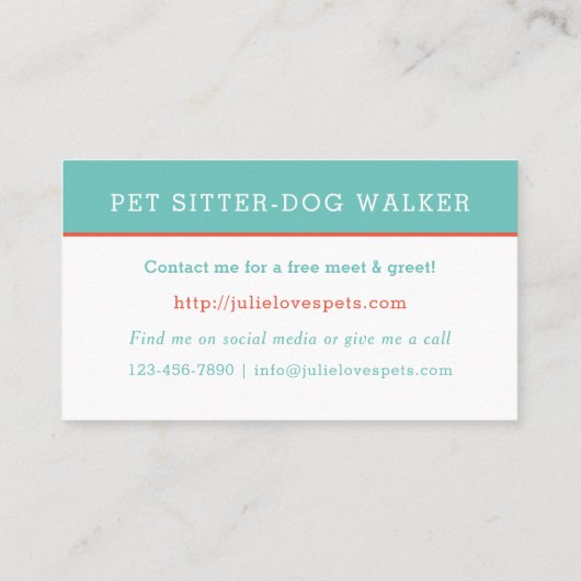 Kat- en Dog Pet Sitter Dog Walker Visitekaartje (Achterkant)