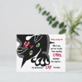 Kat en duiven - griezelige wijsheid briefkaart (Staand voorkant)