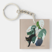 Kat en een Plant, art deco chic, Sleutelhanger (Voorkant)