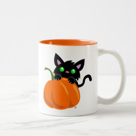 Kat en een Pompoen Koffiemok Tweekleurige Koffiemok
