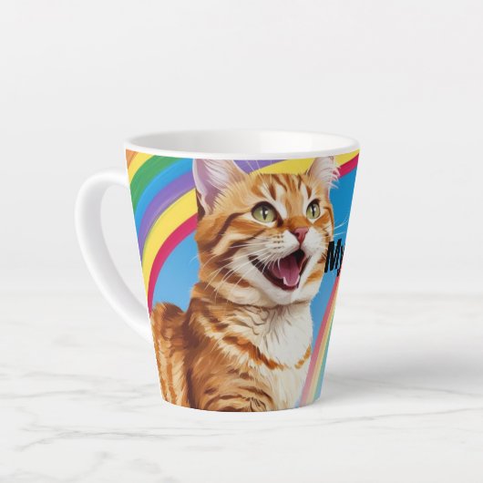 Kat en een regenboog: mijn liefde latte mok (Linkerhoek)