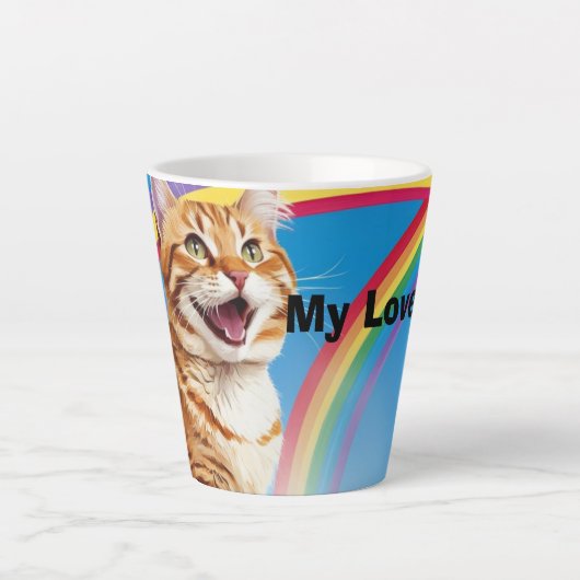 Kat en een regenboog: mijn liefde latte mok (Voorkant)