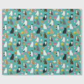 Kat- en eetpatroon cadeaupapier (Vlak)
