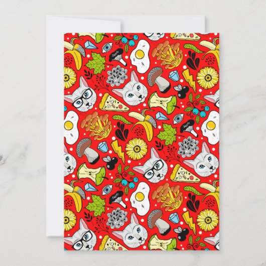 Kat en ei op rood aankondiging (Voorkant)