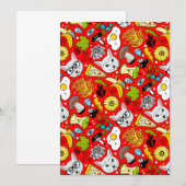 Kat en ei op rood aankondiging (Voorkant / Achterkant)