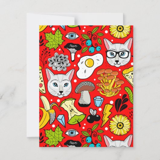 Kat en ei op rood aankondiging (Voorkant)