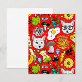 Kat en ei op rood aankondiging (Voorkant / Achterkant)