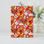 Kat en ei op rood aankondiging (Staand voorkant)