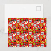 Kat en ei op rood aankondigingskaart (Voorkant / Achterkant)