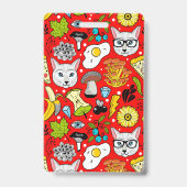 Kat en ei op rood badge (Achterkant)