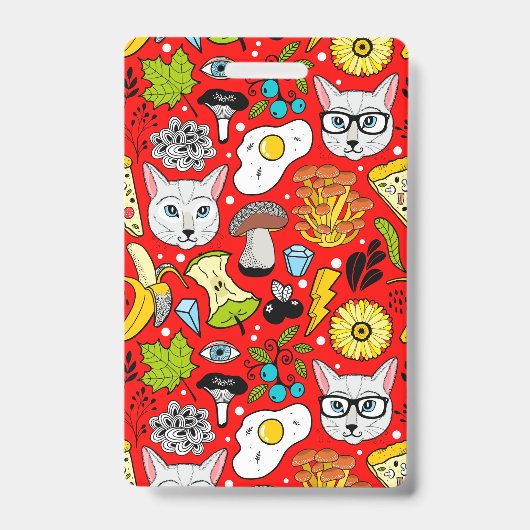 Kat en ei op rood badge (Voorzijde)