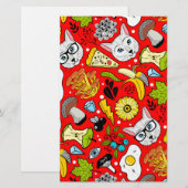 Kat en ei op rood briefpapier (Voorkant / Achterkant)