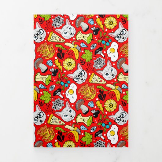 Kat en ei op rood drieluik aankondiging (Cover)